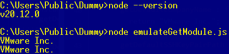 node.js call with emulate get module