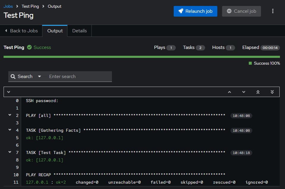 result of vcf automation call in ansible automation platform