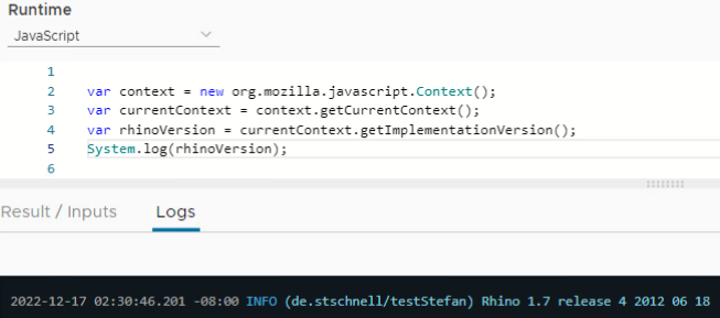 get version of the rhino engine in aria automation 8