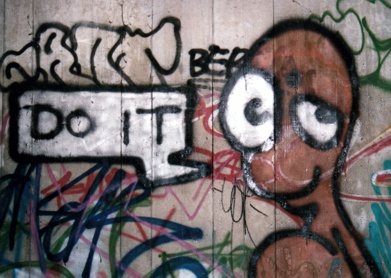 graffiti with alien