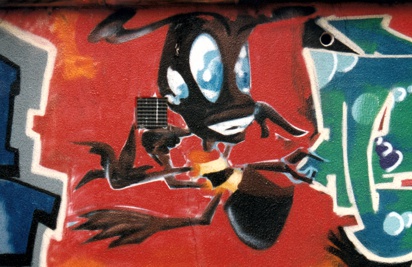 graffiti with alien