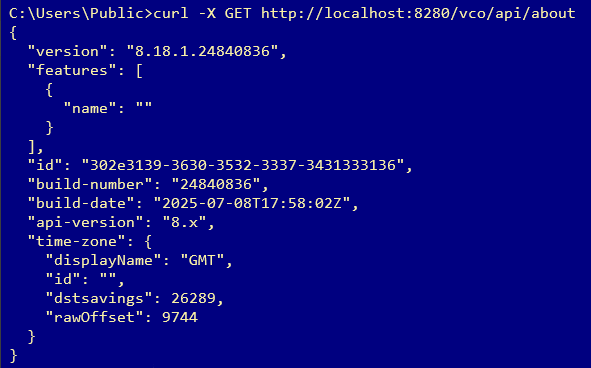 curl call with simulated vcf automation about function