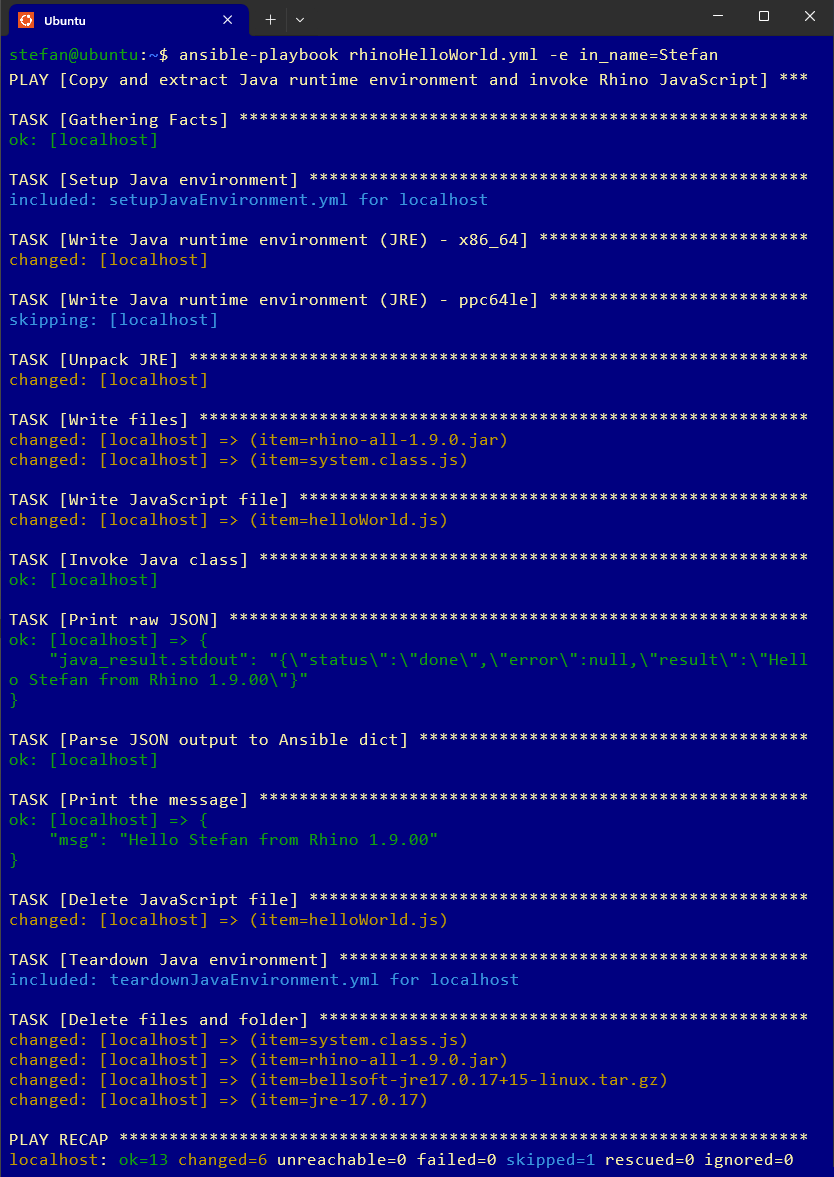 ansible log with rhino javascript